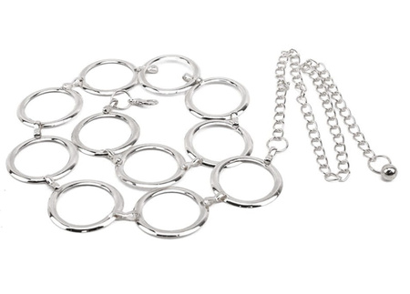 Curea de talie argintie Lant metalic cu ochiuri