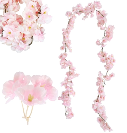 Viță de vie artificială de flori de cireș pentru ghirlandă 1pc roz decorativ