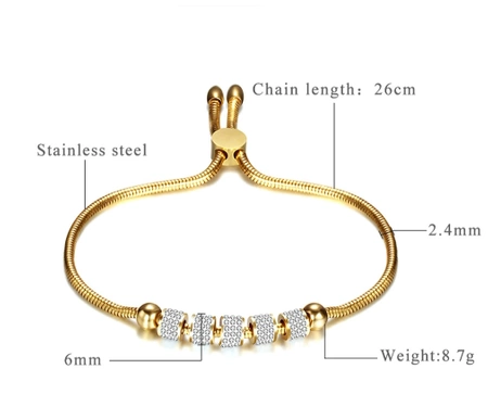 Bratara eleganta din otel chirurgical auriu cu zirconi