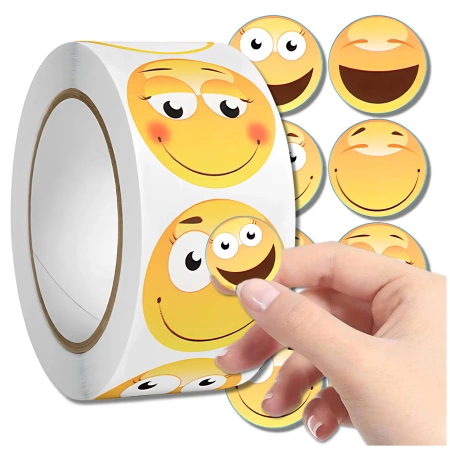 Autocolante Emoji colorate pe rolă 500 bucăți DIY pentru copii
