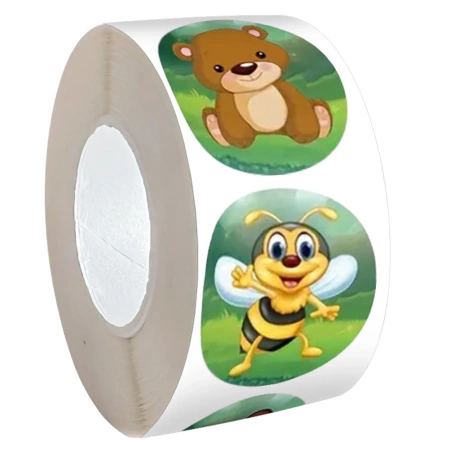 Autocolante animale junglă colorată pe rolă 500 buc DIY pentru copii