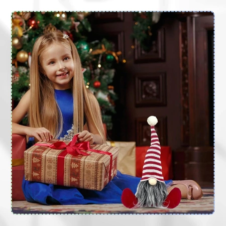 Spiriduș de Crăciun Moș Crăciun 28 cm stând pitic roșu