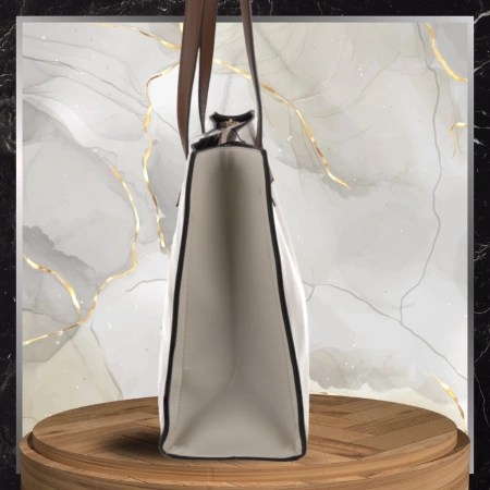 BAD&BAGS geanta de dama din piele clasic crem lacuita shopper
