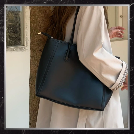 BAD&BAGS geanta shopper din piele de dama clasica neagra