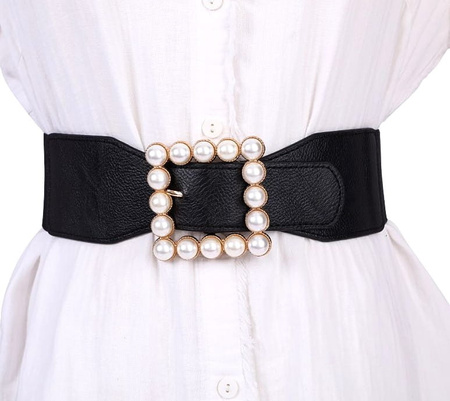 Curea elastică lată de cauciuc cu perle