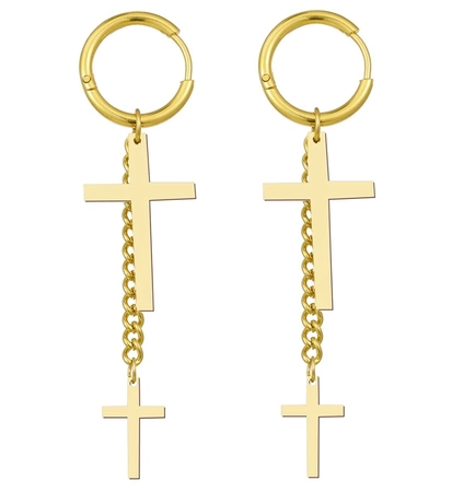 Cercei cruce de aur, otel chirurgical, eleganti, agatatori