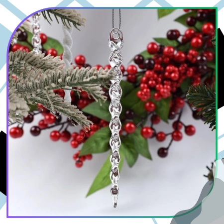 Globuri de Crăciun în formă de țurțur, pandantiv, 12 buc., 15 cm, transparente