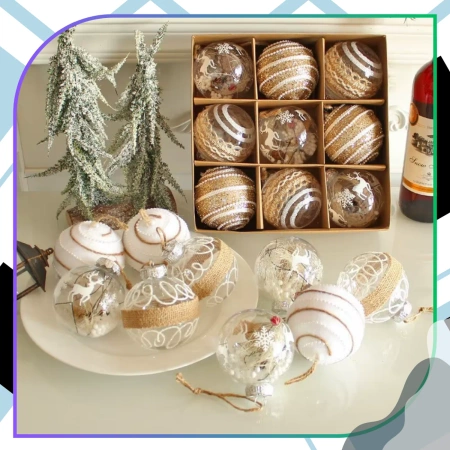 Set decorațiuni acrilice globuri de Crăciun 8 cm