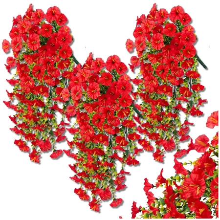 Agățat flori decorative ghirlanda artificială 3 buc roșii