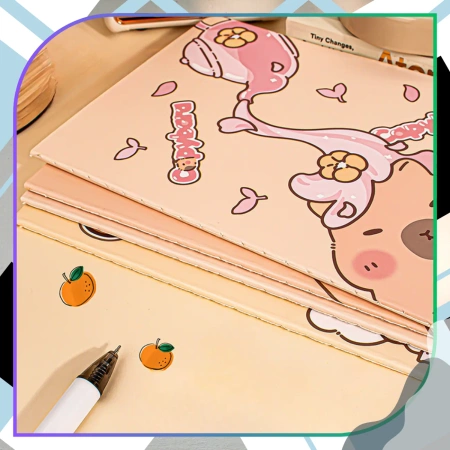 Caiet 4 piese Capybara colorat cu linii 60 pagini A5