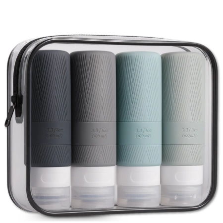 Set de 4 sticle de voiaj reutilizabile de 100 ml