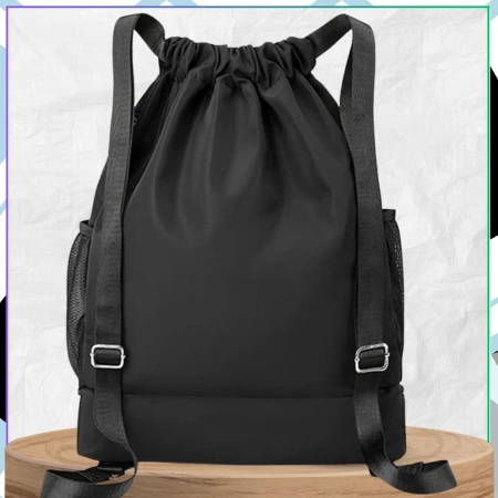 Rucsac sport cu șnur pentru antrenament de gimnastică, negru