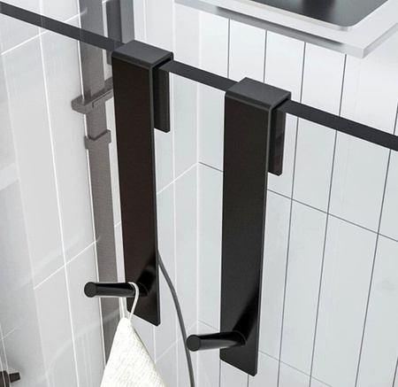 Umeraș cârlig mansardă pentru cabină, dulap, negru x 2 buc