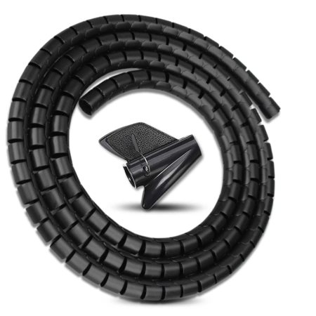 Husă de cablu, 5 m, neagră, organizator de cabluri