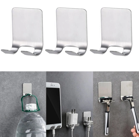 Set cârlig de baie 3pc argint autoadeziv