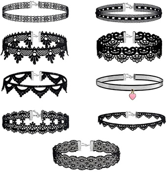 Set negru de 9 piese CHOKER colier cu șnur celebritate