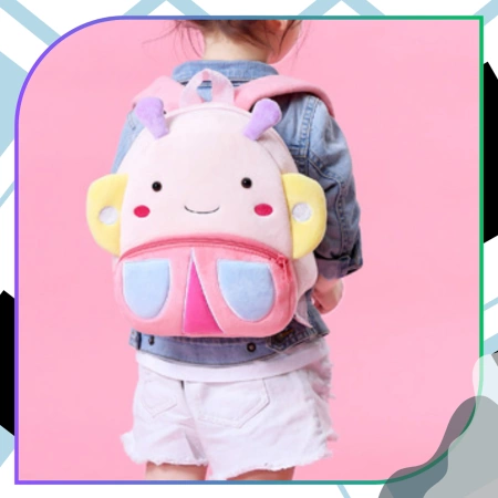 Ghiozdan de pluș pentru copii, pentru preșcolari, cu fermoar, FLUTURE