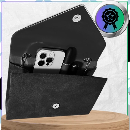 Geantă de umăr elegantă de seară pentru femei, din piele întoarsă neagră