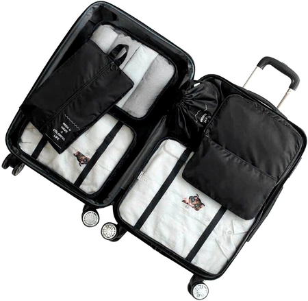 Set de călătorie de 8 organizatoare de valize impermeabile, negru