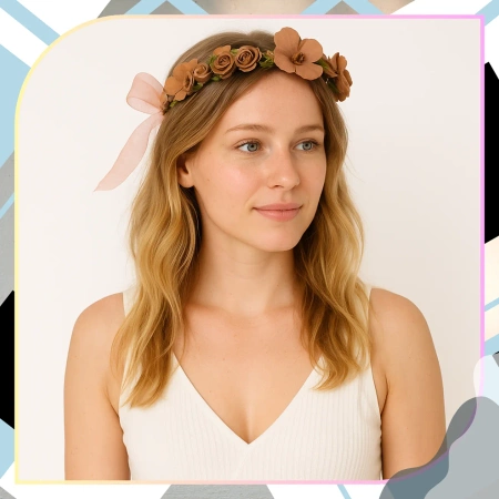 Coroană Bentita Flori Trandafiri Maro Stil Boho