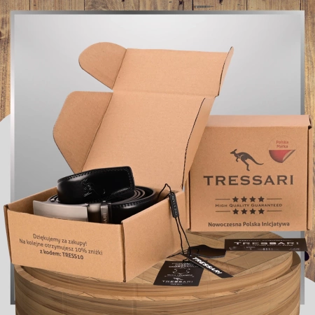 Curea pentru pantaloni TRESSARI pentru bărbați, 120 cm, automată, din piele, neagră