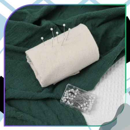 Set de 100 de ace de croitorie cu cap rotund 65 mm, alb perlat