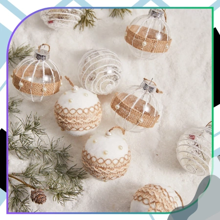 Set decorațiuni acrilice globuri de Crăciun 8 cm