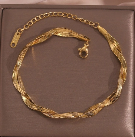 Bratara de sarpe placata cu aur, otel chirurgical auriu