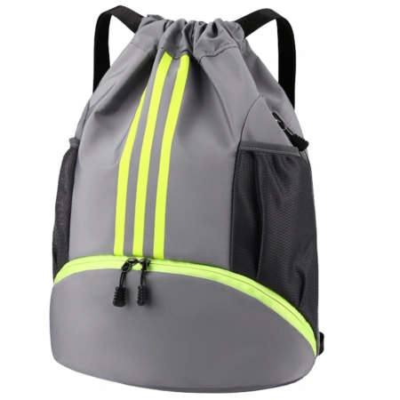 Rucsac sport cu șnur pentru antrenament de gimnastică, geantă gri de sală