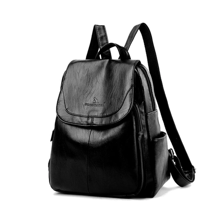 Rucsac elegant din piele de dama, mare, retro, negru