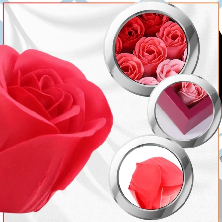 Sapun decorativ parfumat trandafiri rosii 9 buc. set cadou