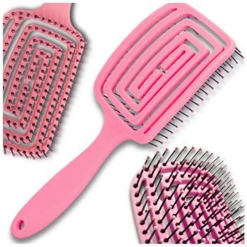 Perie relaxantă, flexibilă pentru păr fucsia și pentru coafare