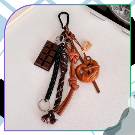 Breloc pentru geantă, chei, rucsac, breloc, pandantiv, covrig, tabletă de ciocolată
