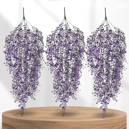 Flori artificiale de salcie decorative suspendate, 3 buc, cățărare violet