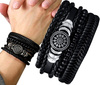 Set brățări punk black rock din piele