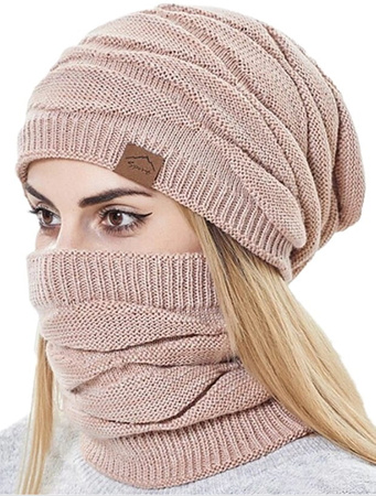 Set căciulă termopan + eșarfă tunel de damă