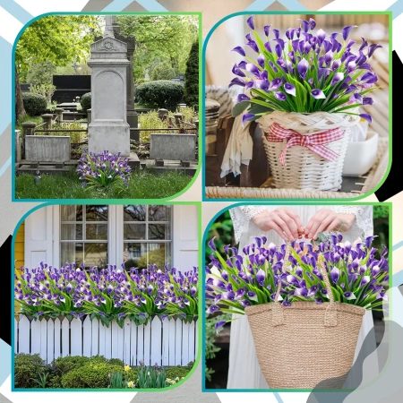 Flori artificiale crini mov decor buchet calla 5buc