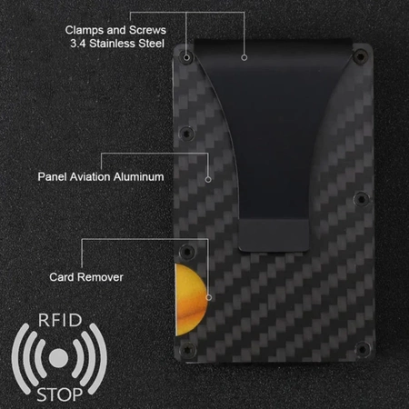 Portofel de metal mini pentru bărbați Husă pentru bărbați Organizator de carduri negru