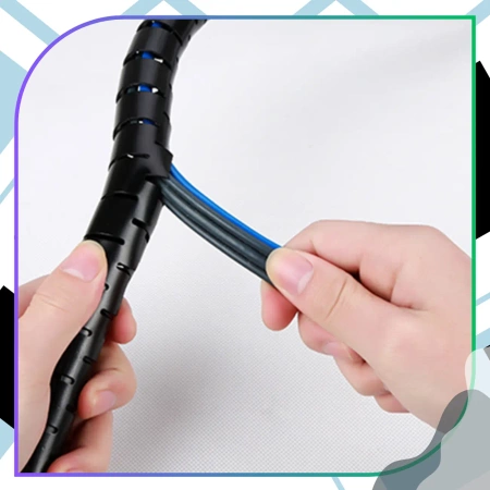 Husă de cablu, 5 m, neagră, organizator de cabluri