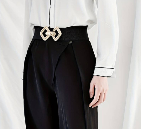 Curea elastica de dama pentru o rochie, cauciuc, catarama aurie