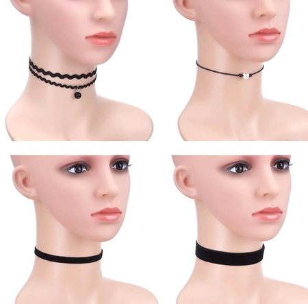 Set de 12 colier negru din dantelă