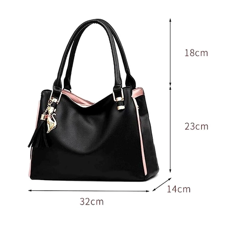 Geanta shopper dama, piele ecologica neagra