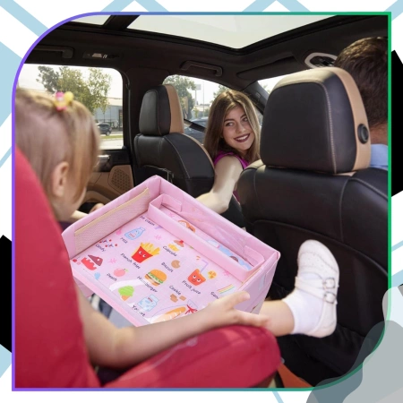 Masa de voiaj copii, organizator auto, roz