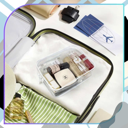 Set organizator transparent pentru geanta cosmetica valiza 3 piese alb