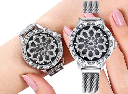 Ceas pentru femei cu curea MAGNETIC MESH cu cadran rotativ HIT