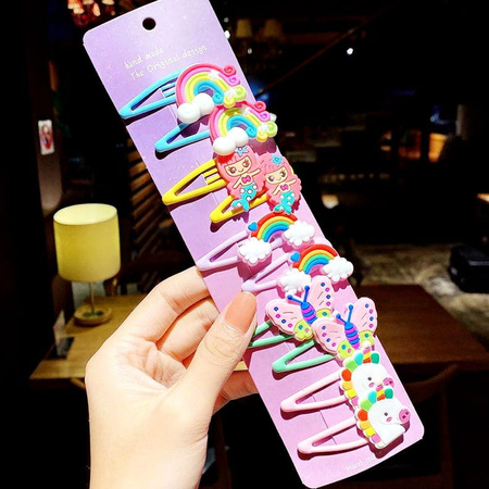 Set de agrafe de par colorate pentru copii, 10 bucati