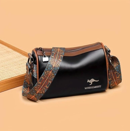 Elegant negru piele femei sac de umăr postbag