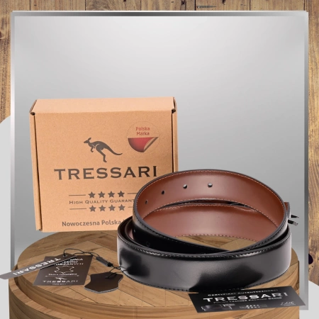 Curea din piele dublă TRESSARI, neagră și maro, 120 cm pentru pantaloni