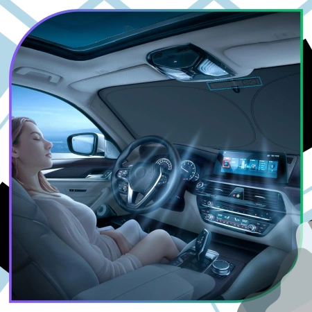 Parasolar pliabil pentru parbrizul mașinii.