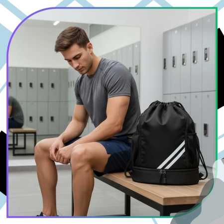 Rucsac sport cu șnur pentru antrenament de gimnastică, negru